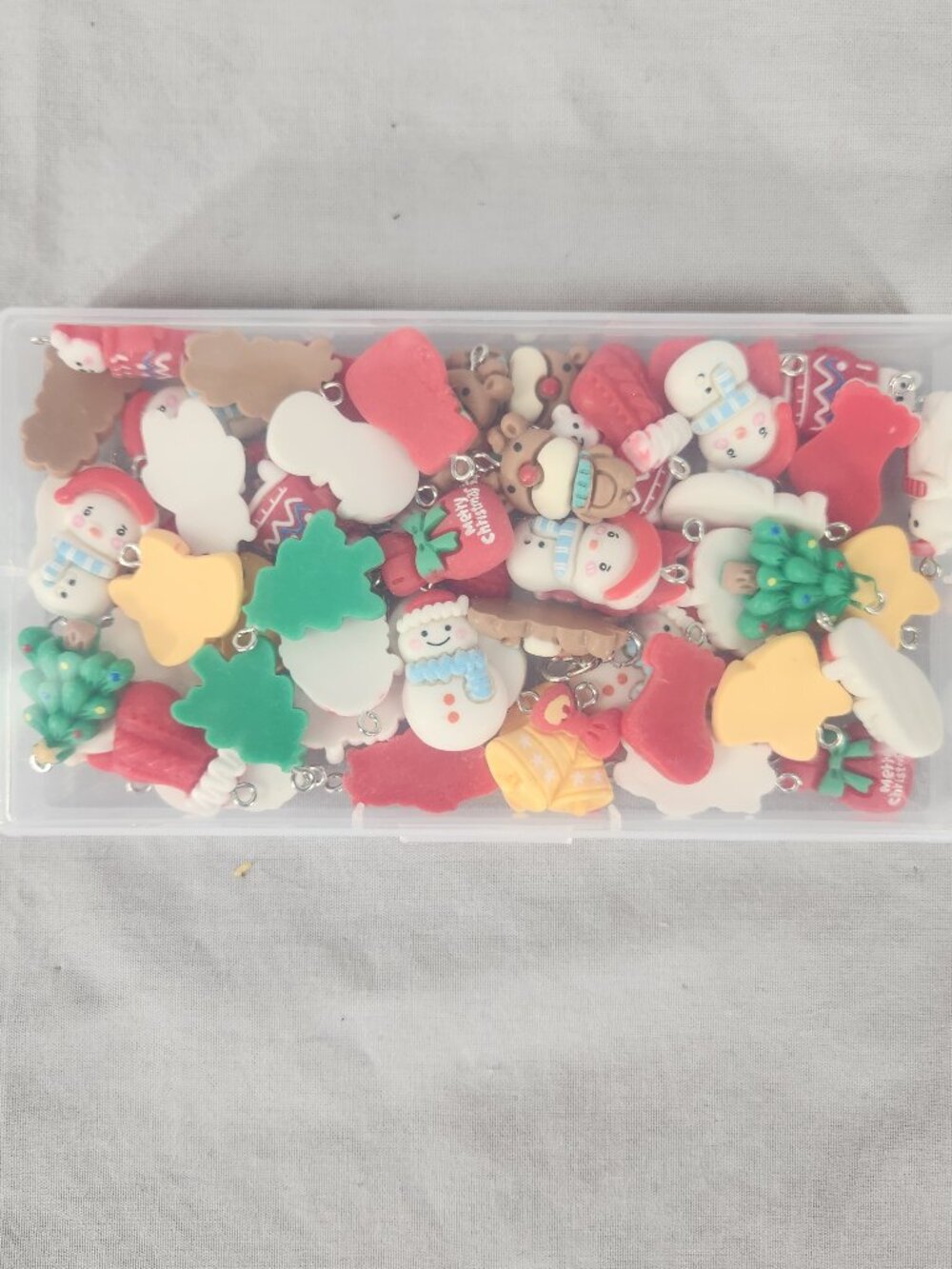 Lot of 56 Flatback Resin Christmas Charms Holiday Jewelry Making Crafts 1 Inch